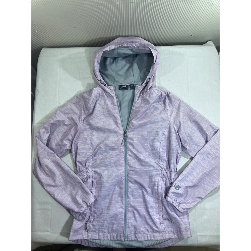 New Balance Women Lightweight Full Zip Hooded Jacket Lavender Heathered Size M